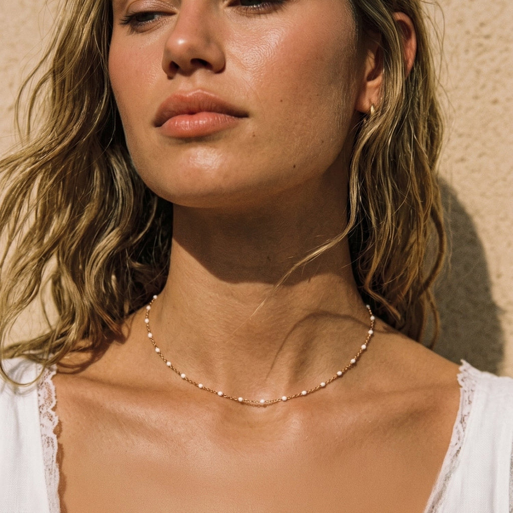 White Beaded Choker