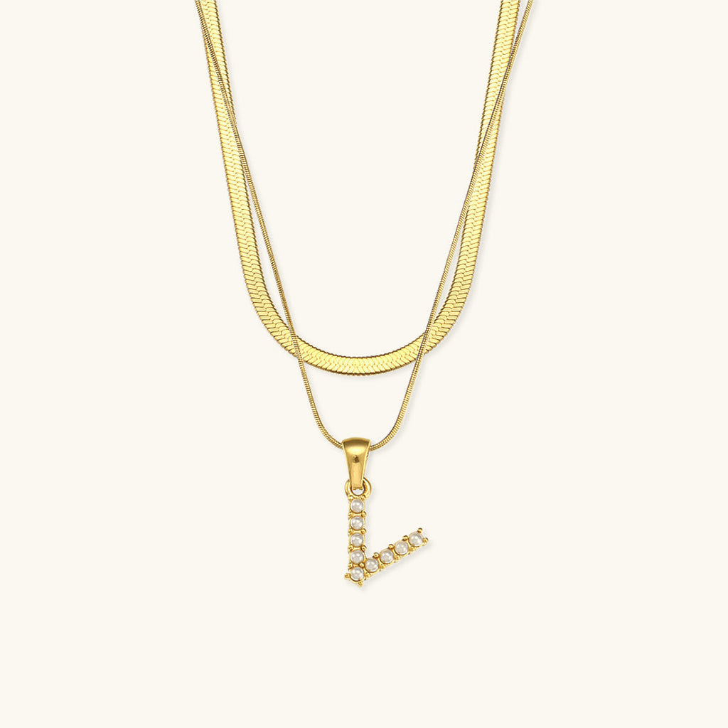 Fiona Layered Gold Initial Letter Necklace